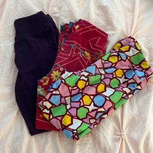 3 pairs lularoe leggings size s/m (5t)